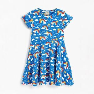 Frugi Organic Cotton Rainbow Skies Skater Dress Size 4-5 Years